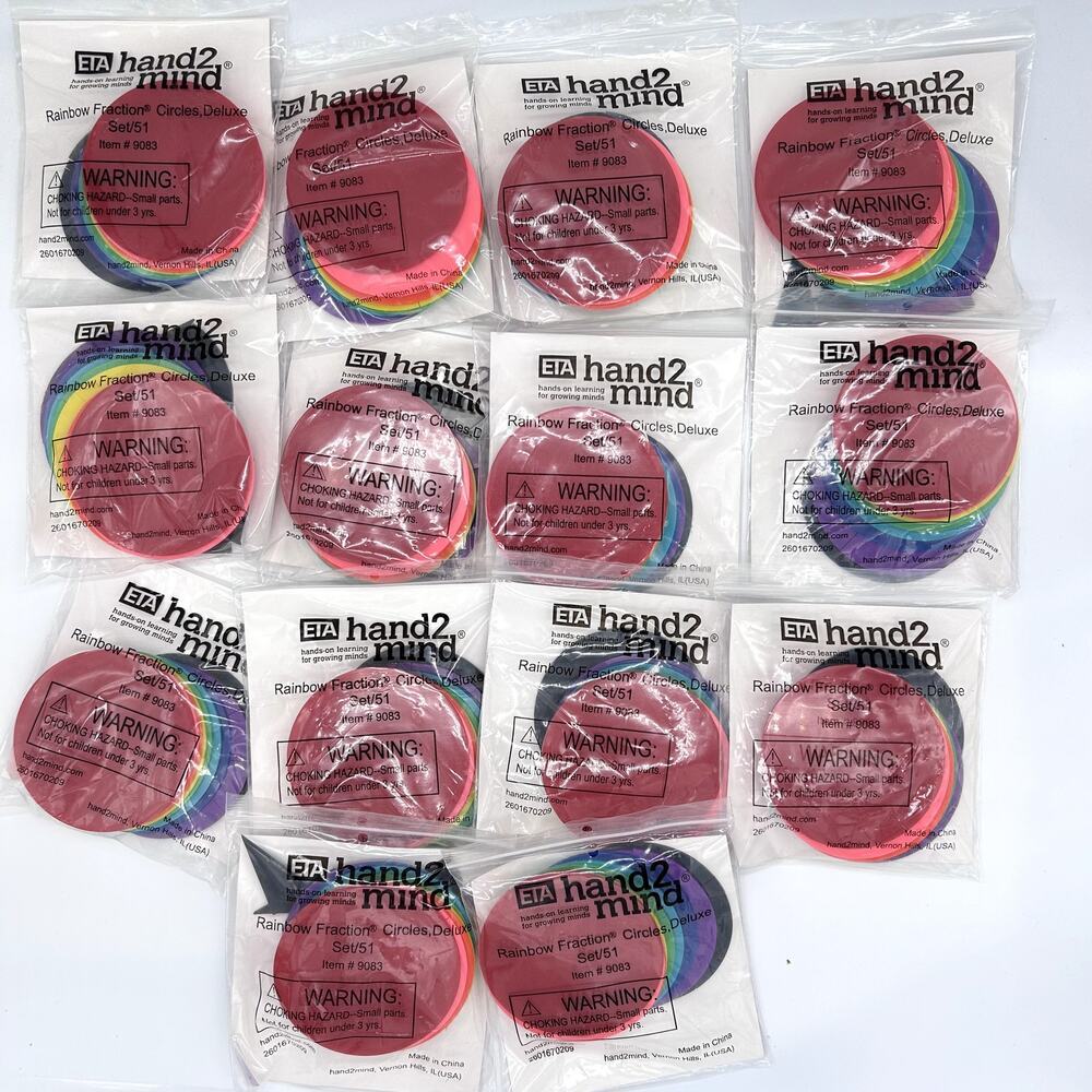 New Hand2Mind Rainbow Fraction Circles Deluxe Set Math Manipulative Lot of 14